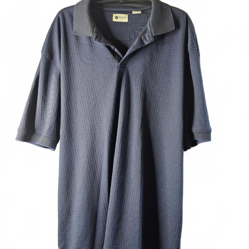 Haggar Men's XL Polo Shirt Blue Cotton Blend